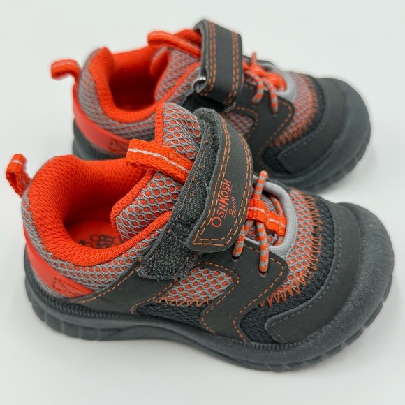 NWT/NIB OshKosh B'gosh Kids' Washable Charcoal Orange Sneakers Toddler 5 - Picture 4 of 8